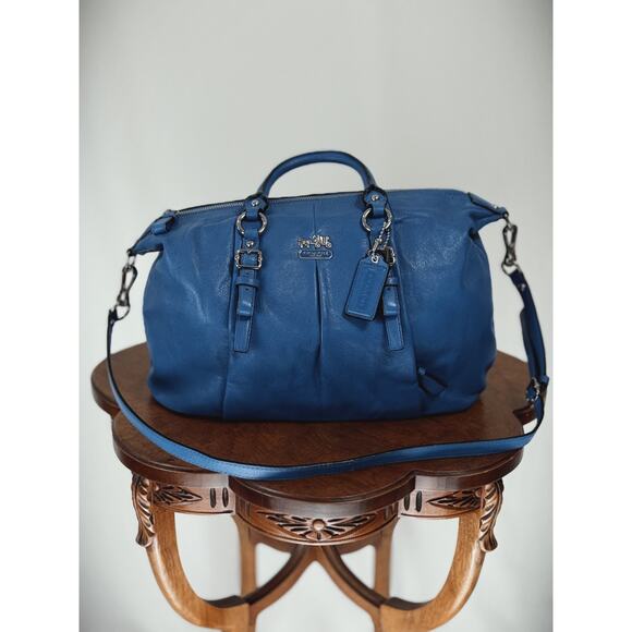 NWT COACH $358 Juliet Leather Satchel Handbag Cobalt Blue B-1376-21222 #00010 - Picture 1 of 6